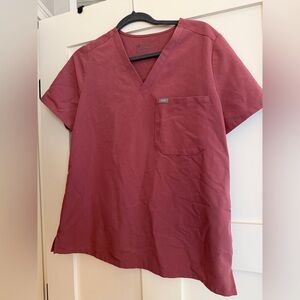 FIGS Women's V-Neck Scrub Top in Burgundy